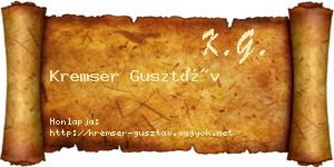 Kremser Gusztáv névjegykártya